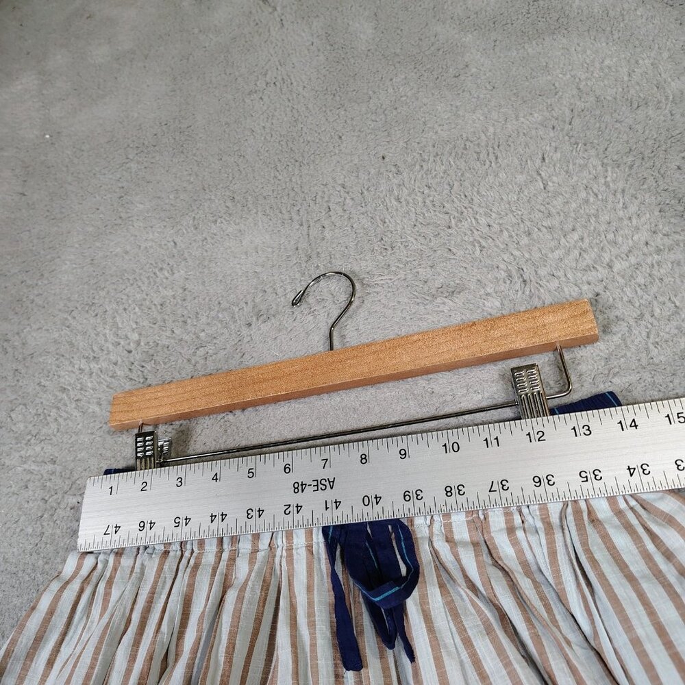 By Anthropologie Pants Women Small Gray Brown Striped Drawstring Waist Wide Leg - Picture 8 of 13